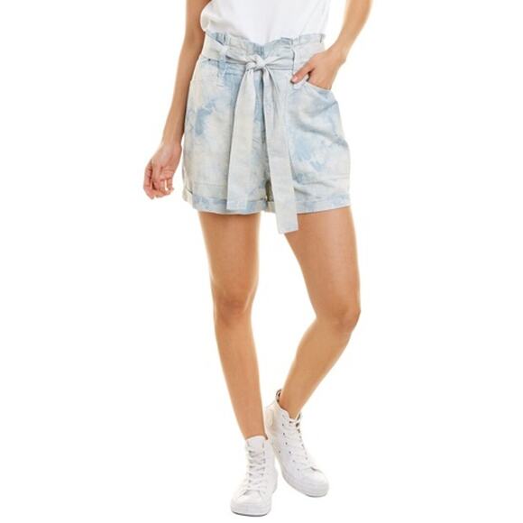 A.L.C. Davidson Blue Tie Dye Paperbag Tie Waist High Rise Shorts Size 0 NWT - Picture 1 of 4
